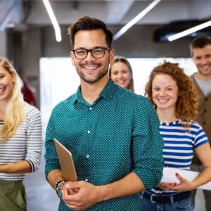 HR consultant reviewing documents